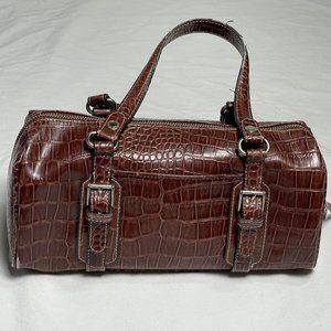 Liz Claiborne Brown Vegan Leather Small Barrel Purse